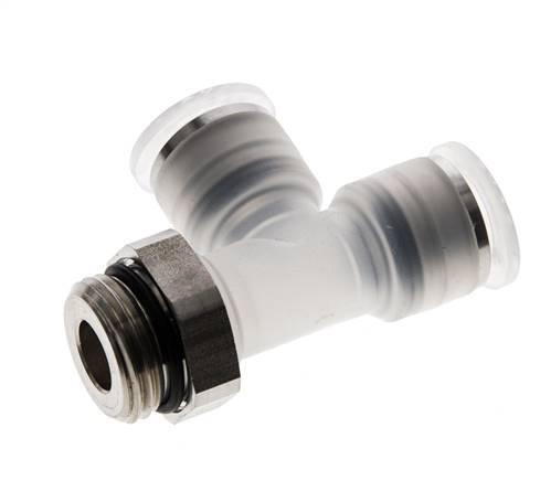 12mm x G1/2'' Right Angle Polypropylene (PP)/Stainless Steel Tee Push-in Fitting with Male Threads EPDM FDA Rotatable