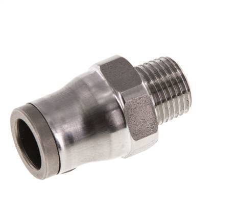 8mm x 1/8'' NPT Push-in Fitting with Male Threads Stainless Steel FKM