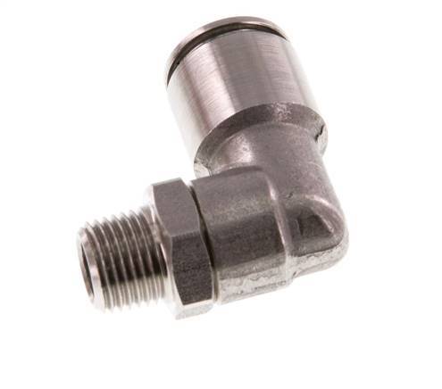 8mm x R1/8'' 90deg Elbow Push-in Fitting with Male Threads Stainless Steel FKM Rotatable
