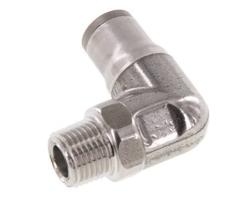 6mm x 1/8'' NPT 90deg Elbow Push-in Fitting with Male Threads Stainless Steel FKM Rotatable