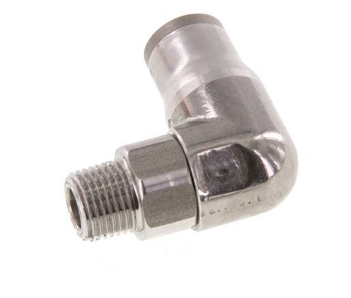 8mm x 1/8'' NPT 90deg Elbow Push-in Fitting with Male Threads Stainless Steel FKM Rotatable