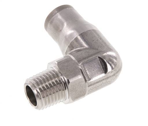 10mm x 1/4'' NPT 90deg Elbow Push-in Fitting with Male Threads Stainless Steel FKM Rotatable