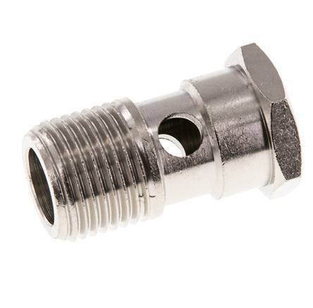 1-way nickel-plated Brass Banjo Bolt with G1/2'' Male Threads L37.3mm