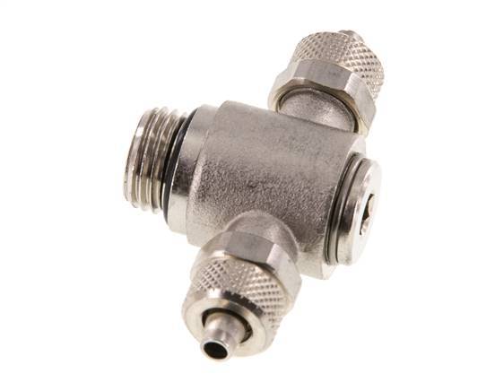 6x4 & G1/4'' Nickel plated Brass Tee Push-on Fitting with Male Threads Rotatable Inner Hexagon