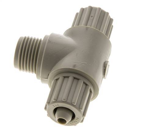 12x6mm & G1/2'' PP T-Shape Tee Compression Fitting with Male Threads 10 bar PVC and PA