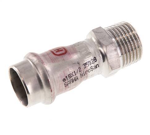 Press Fitting - 18mm Female & R 1/2'' Male - Stainless Steel