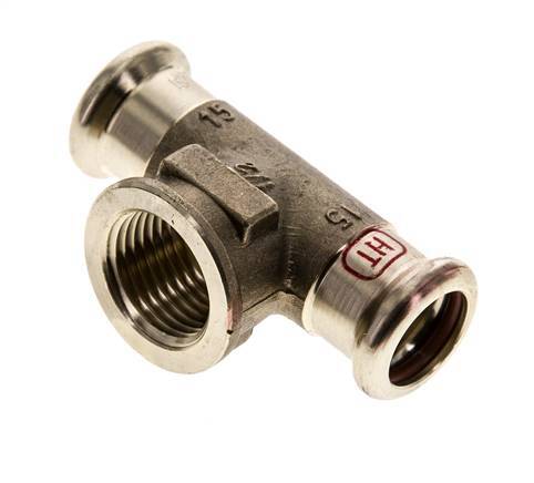 Tee Press Fitting - 15mm Female & Rp 1/2'' Female - Copper alloy