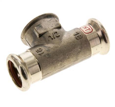 Tee Press Fitting - 18mm Female & Rp 1/2'' Female - Copper alloy