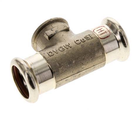 Tee Press Fitting - 22mm Female & Rp 1/2'' Female - Copper alloy