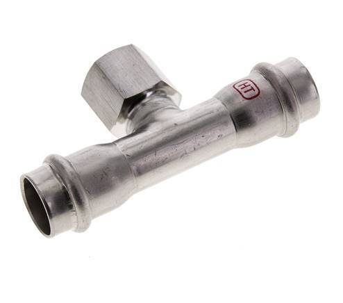 Tee Press Fitting - 18mm Female & Rp 1/2'' Female - Stainless Steel