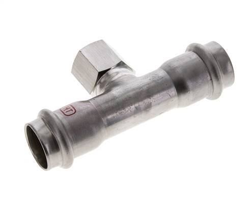 Tee Press Fitting - 22mm Female & Rp 1/2'' Female - Stainless Steel