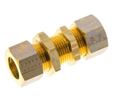 15mm Brass Straight Compression Fitting Bulkhead 82 bar DIN EN 1254-2