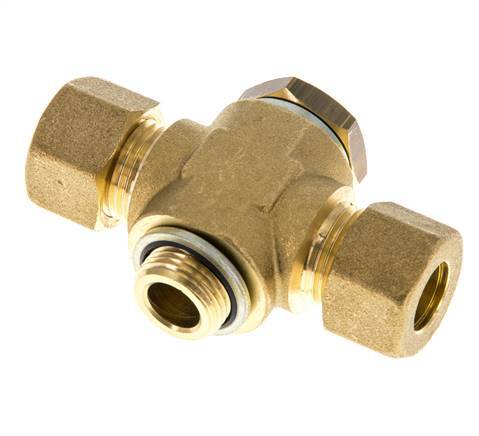 12mm & G3/8'' Brass T-Shape Tee Compression Fitting with Male Threads 75 bar Zinc plated Steel, with NBR insert DIN EN 1254-2