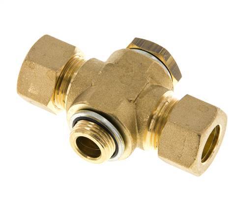 14mm & G3/8'' Brass T-Shape Tee Compression Fitting with Male Threads 89 bar Zinc plated Steel, with NBR insert DIN EN 1254-2