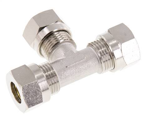 12L Nickel plated Brass T-Shape Tee Cutting Fitting 75 bar ISO 8434-1