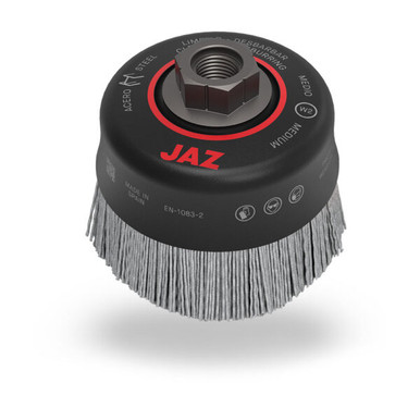Opens dialog JAZ 69072 - 6" Abrasive Nylon Cup Brush, 180 Grit Silicon Carbide, 1-3/16" Trim Length, 5/8"-11