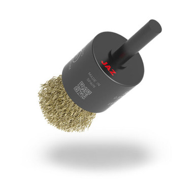 Opens dialog JAZ 15380 - 1" Angle Cut Crimped Wire End Brush, .020" 302SS, 1-3/16" Trim Length, 1/4" Shank (10pk)