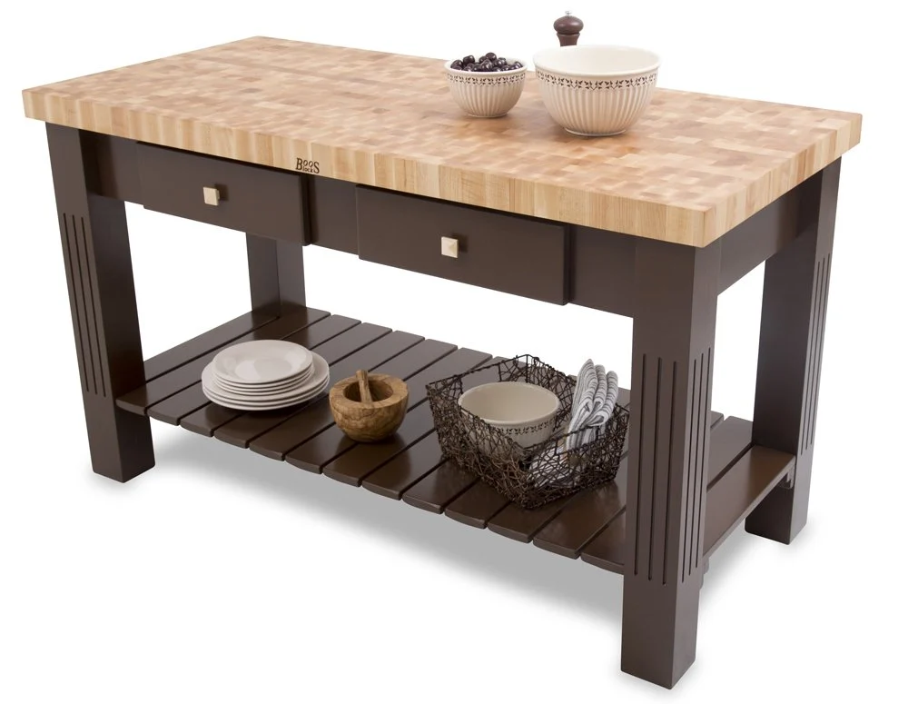John Boos GRZ6028-CG End-Grain Maple Grazzi Table – 60″ x 28″ 2.25″ Butcher Block Top, Clover Green Base
