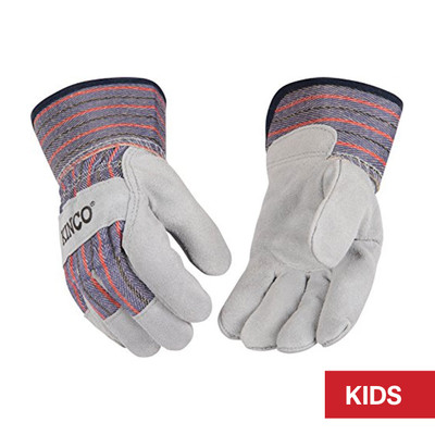 Kinco Kid's Medium Suede Cowhide Palm Gloves w/ Safety Cuff (1500-KM)