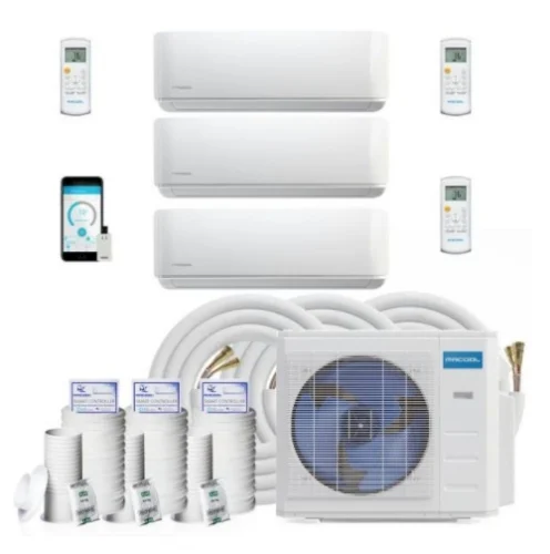 MrCool 27K BTU/H Ductless Mini Split System, 3-Zone (9K/9K/18K), 25/50/75-ft Kit, 35A, 230V