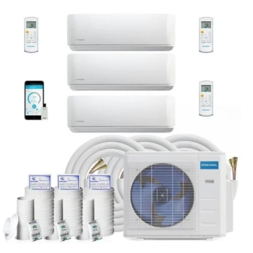 MrCool 30K BTU/H Ductless Mini Split System, 3-Zone (9K/9K/12K), 25/25/75-ft Kit, 45A, 230V