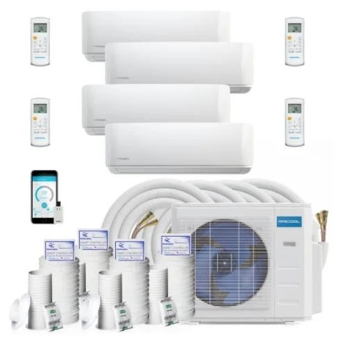 MrCool 36K BTU/H Ductless Mini Split System, 4-Zone (9K/9K/9K/12K), 16/25/25/75-ft, 45A, 230V