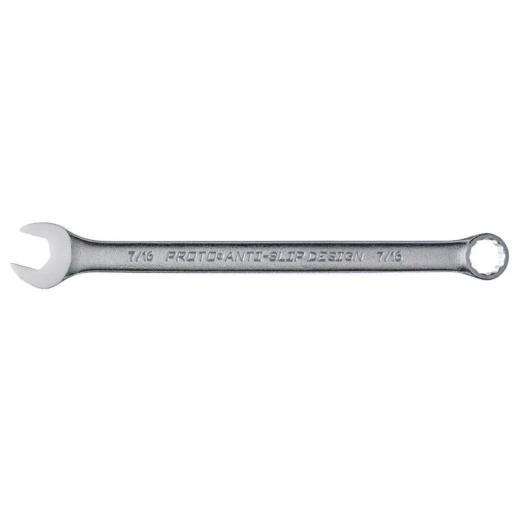 Proto, J1214ASD, Combination Wrench, 7/16 in, 12-point, Satin Finish, Anti-Slip Design