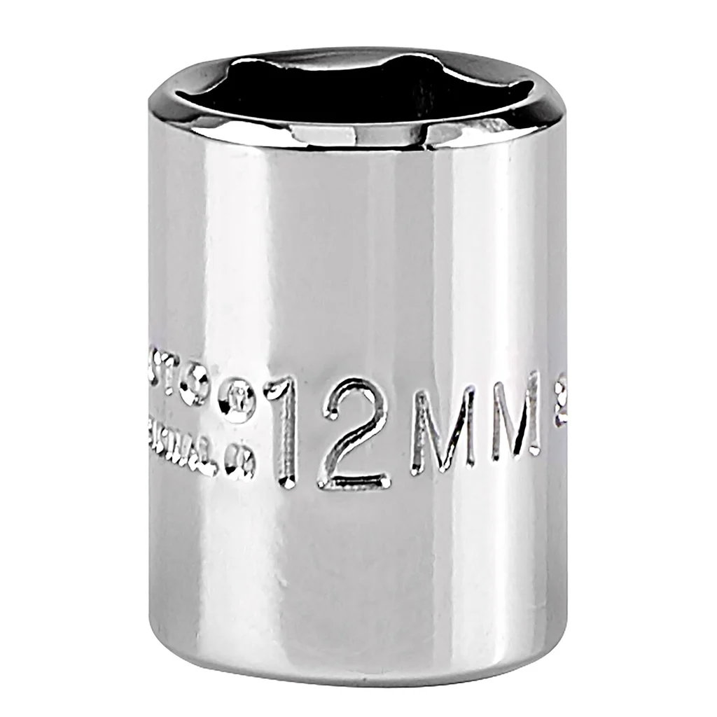 Proto, J4712M, Socket, 1/4 in Drive, 12 mm, 6-Point, Metal, Full Polish Chrome