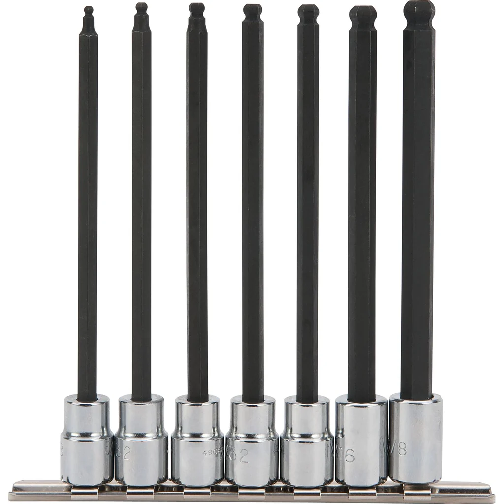 Proto, J4900BD, Hex Bit Socket Set, 7 Pc, 3/8 in Drive, Alloy Steel, Full Polish Chrome