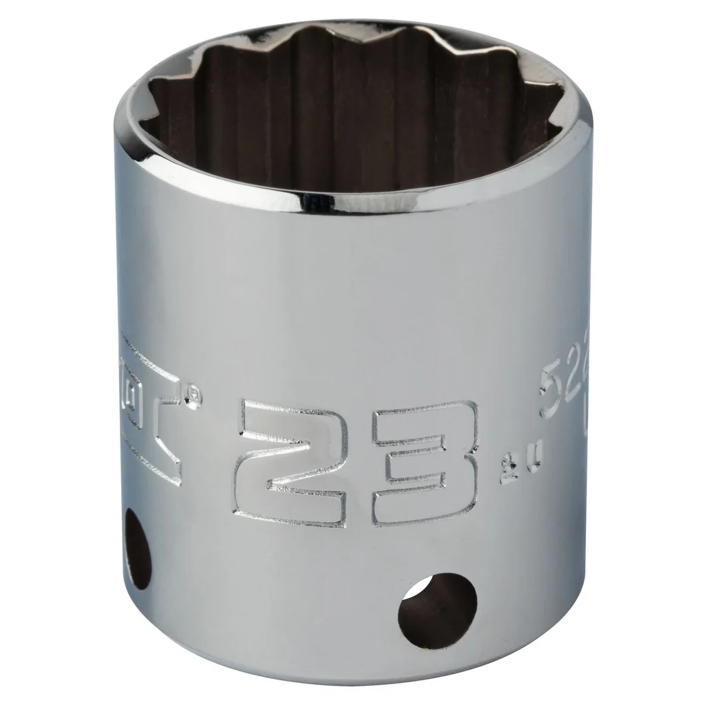 Proto, J5223M-TT, Tethered Socket, 3/8 in Drive; 23 mm; 12 Point; Chrome Finish