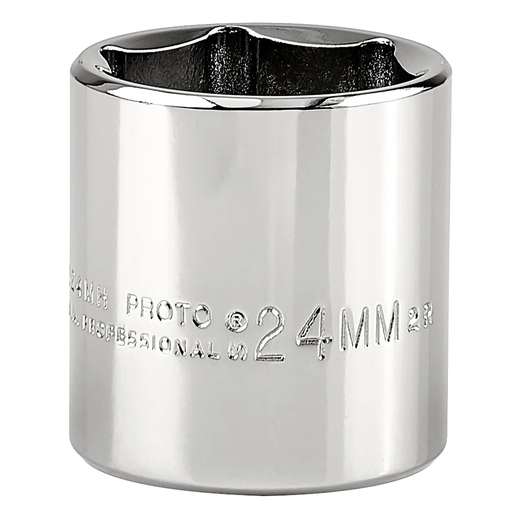 Proto, J5224MH, Socket, 3/8 in Drive; 24 mm, 6-Point, Full Polish Chrome, Standard