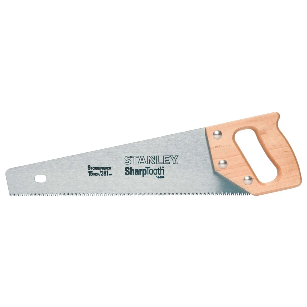 Stanley, 15-334, Handsaw, 15 in Blade Length, Wood Handle, Aggressive Three-Sided Teeth