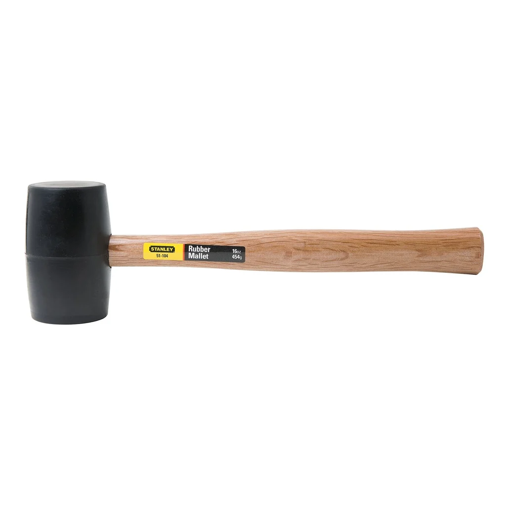 Stanley, 51-104, Rubber Mallet, 16 oz; Wood Handle, 13.8 in Length, Tough Rubber Head