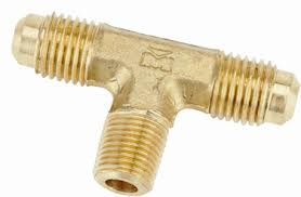 Mueller Industries T1-4B Brass Flare Tee - 14 in. Flare x 14 in. Flare x 14 in. MPT On Branch - 0.103 Lbs
