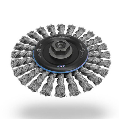 Opens dialog JAZ 31080 - 4" Standard Twist Knot Wire Wheel, 20 Knots, .020" 302SS, 5/8"-11 & M14 x 2.0 Thread